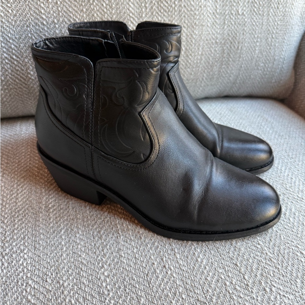 Black Leather Ankle Boots